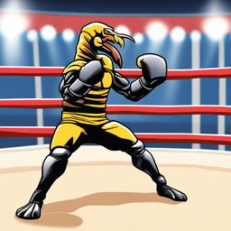 A detailed image of a scorpion engaged in a boxing match