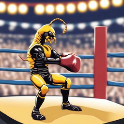 A detailed image of a scorpion engaged in a boxing match