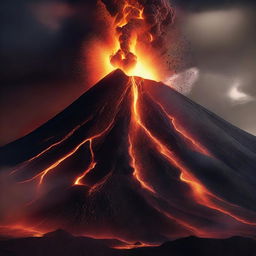 Create an image of a volcano exploding