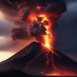 Create an image of a volcano exploding