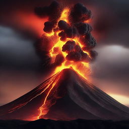 Create an image of a volcano exploding