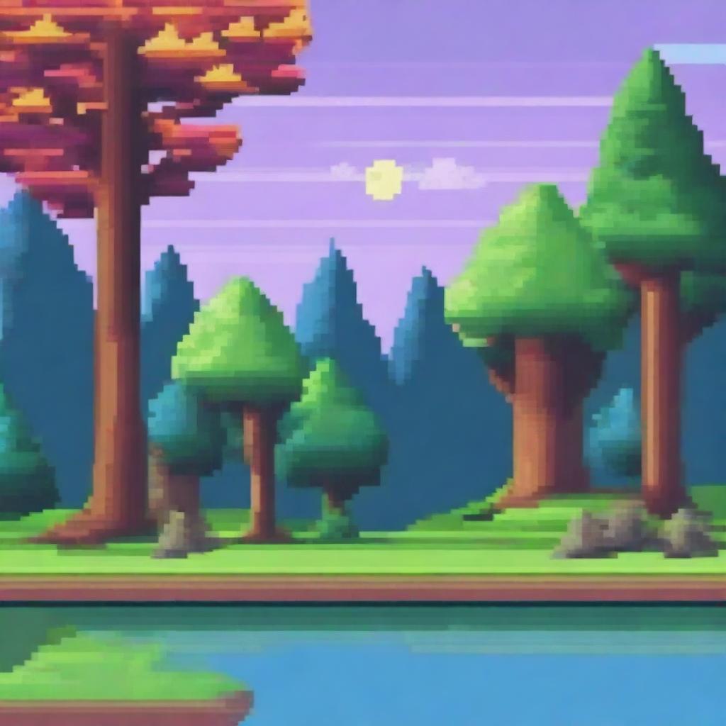 Create a seamless looping background in pixel art style