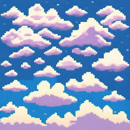 A pixel art image of a sky with clouds forming a loop pattern