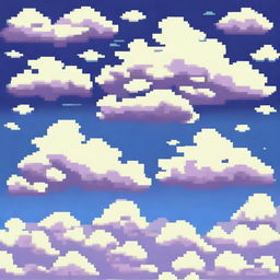 A pixel art image of a sky with clouds forming a loop pattern