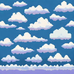 A pixel art image of a sky with clouds forming a loop pattern