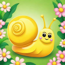 A cute yellow snail named Seline, with a charming and whimsical appearance