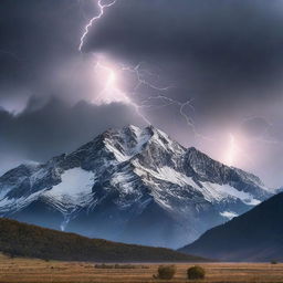Create an image of mountains during a storm