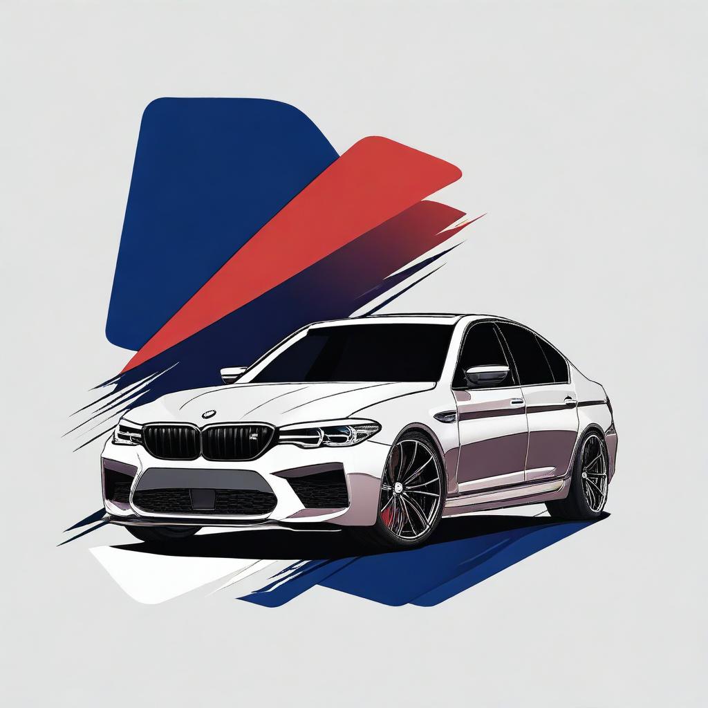 A stylish t-shirt design featuring a BMW M5 F90