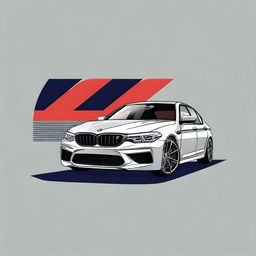 A stylish t-shirt design featuring a BMW M5 F90