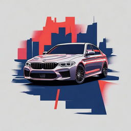 A stylish t-shirt design featuring a BMW M5 F90