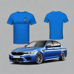 Create a blue t-shirt design featuring the BMW M5 F90 Competition