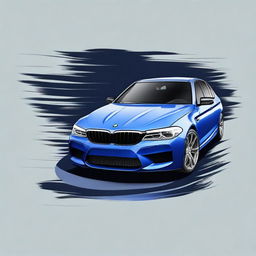 Create a blue t-shirt design featuring the BMW M5 F90 Competition