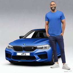 Design a blue t-shirt featuring the BMW M5 F90 Competition