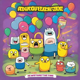 A vibrant and celebratory scene featuring characters from Adventure Time, marking the 17th anniversary of the show (2007-2024)