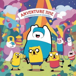 A vibrant and celebratory scene featuring characters from Adventure Time, marking the 17th anniversary of the show (2007-2024)