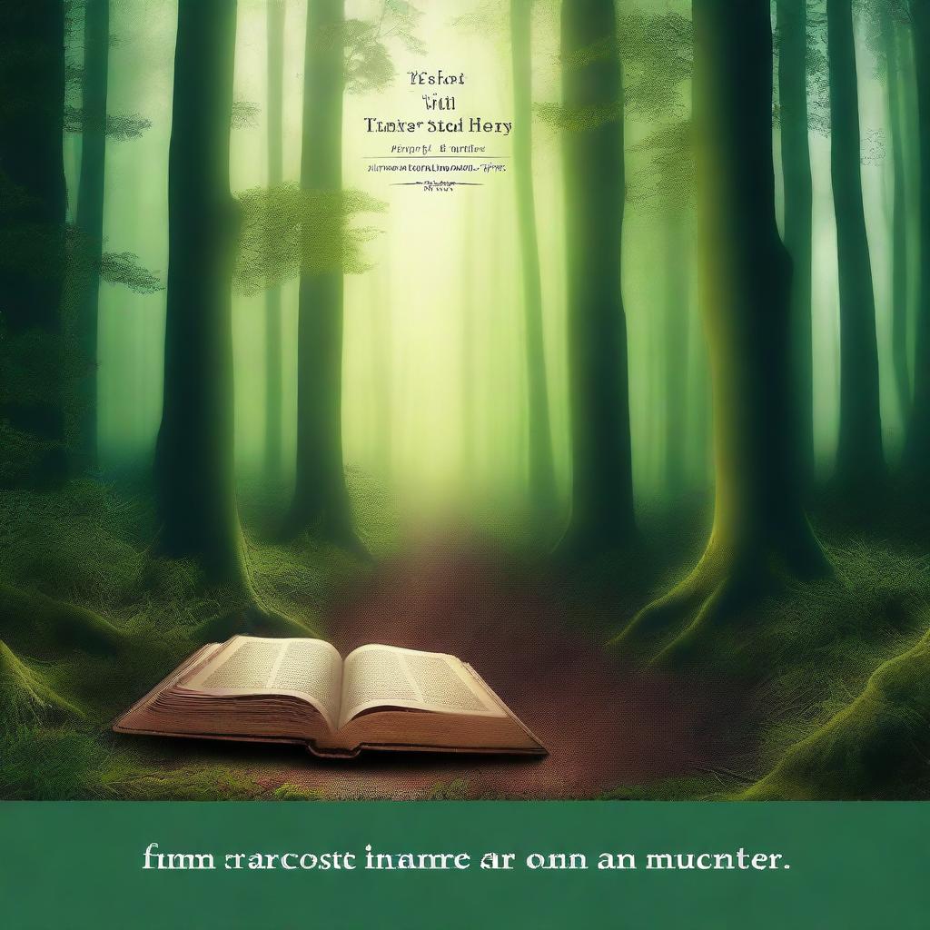 Create a captivating book cover featuring a mysterious forest with a hidden path