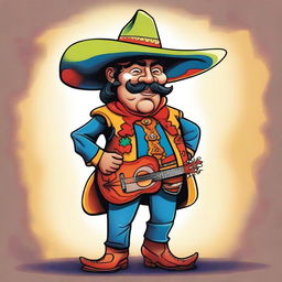 A colorful caricature of El Sombrerón, a character from Guatemalan legend