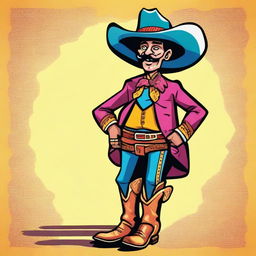 A colorful caricature of El Sombrerón, a character from Guatemalan legend