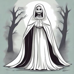 A caricature of La Llorona, a legendary figure from Latin American folklore