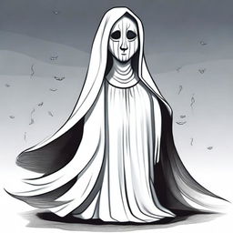 A caricature of La Llorona, a legendary figure from Latin American folklore