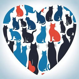 Take an outline of a heart filled with the silhouettes of many cats