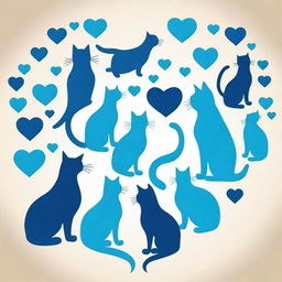 Take an outline of a heart filled with the silhouettes of many cats