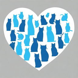 Take an outline of a heart filled with the silhouettes of many cats