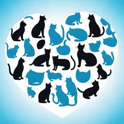 Take an outline of a heart filled with the silhouettes of many cats