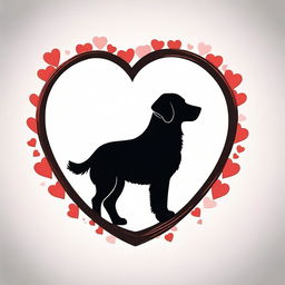 Create an outline of a heart filled with the silhouettes of golden retrievers