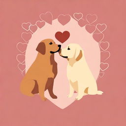 Create an outline of a heart filled with the silhouettes of golden retrievers