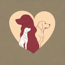 Create an outline of a heart filled with the silhouettes of golden retrievers