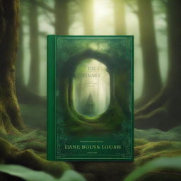 Create a captivating book cover featuring a mystical forest with a hidden ancient temple