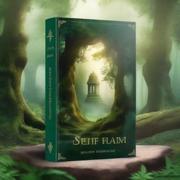 Create a captivating book cover featuring a mystical forest with a hidden ancient temple