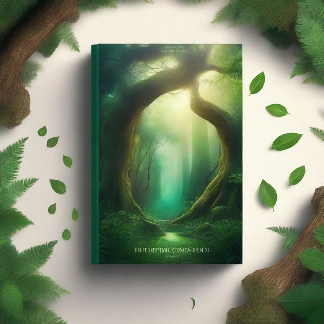 Create a captivating book cover featuring a mystical forest with a hidden ancient temple