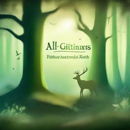 Create a captivating book cover featuring an enchanted forest with mystical creatures