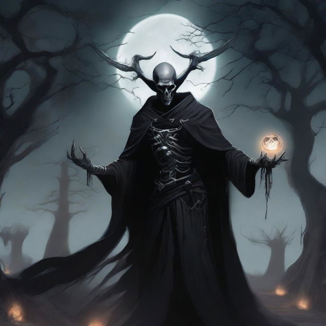 A male dark elf necromancer in a black tunic, summoning skeletons from the ground