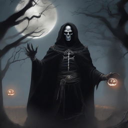 A male dark elf necromancer in a black tunic, summoning skeletons from the ground