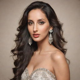 A portrait of the celebrity Nora Fatehi, capturing her distinctive features and stylish aura.