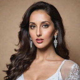 A portrait of the celebrity Nora Fatehi, capturing her distinctive features and stylish aura.