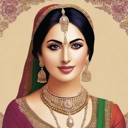 A depiction of a Punjabi girl in a respectful and culturally sensitive manner, focusing on her traditional attire and cultural background