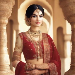 A depiction of a Punjabi girl in a respectful and culturally sensitive manner, focusing on her traditional attire and cultural background