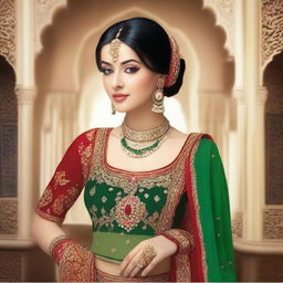 A depiction of a Punjabi girl in a respectful and culturally sensitive manner, focusing on her traditional attire and cultural background