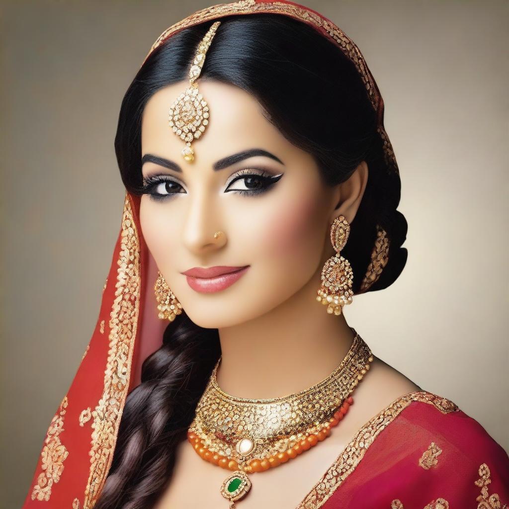 Create an image of a Punjabi girl in traditional attire, focusing on her cultural background and beauty