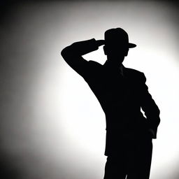 A silhouette of James Stewart, the iconic Hollywood actor, in a classic pose