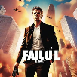 A movie poster for 'Fall Guy', featuring a dynamic and action-packed scene with the main character performing a daring stunt