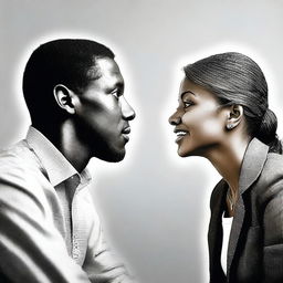 A realistic image of two people engaged in a conversation