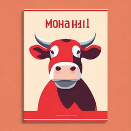 Create a book cover with a red border and a cow's head looking directly at the viewer