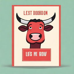 Create a book cover with a red border and a cow's head looking directly at the viewer