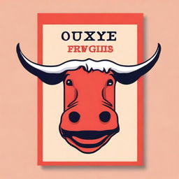 Create a book cover with a red border and a cow's head looking directly at the viewer