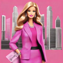 A vibrant and empowering portrait of Barbie styled as Gisele Halimi, the renowned feminist lawyer and activist